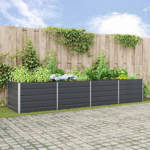 vidaXL Planter Anthracite 385 x 100 x 75 cm Galvanised Steel