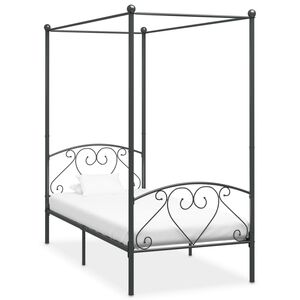 vidaXL Canopy Bed Frame without Mattress Grey Metal 90x200 cm
