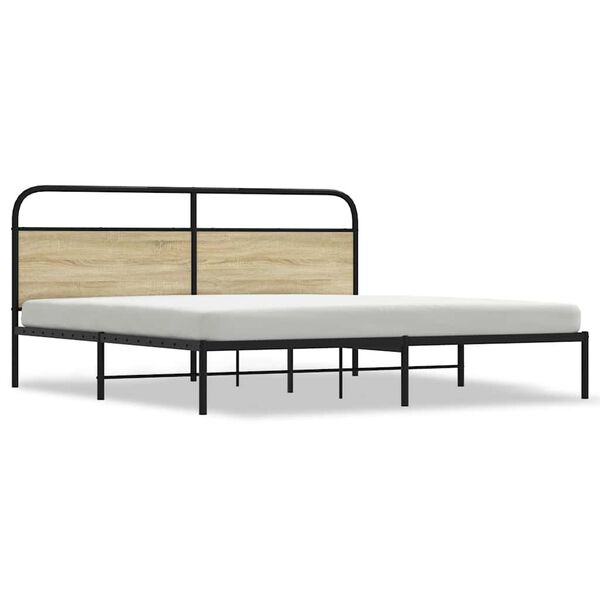 vidaXL Metal Bed Frame without Mattress Sonoma Oak 200x200 cm