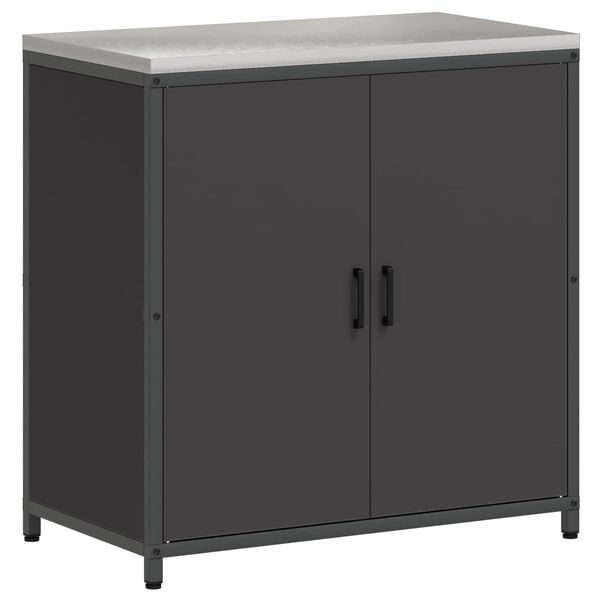 vidaXL Kitchen Storage with Shelf Black 90 x 50 x 92 cm Steel