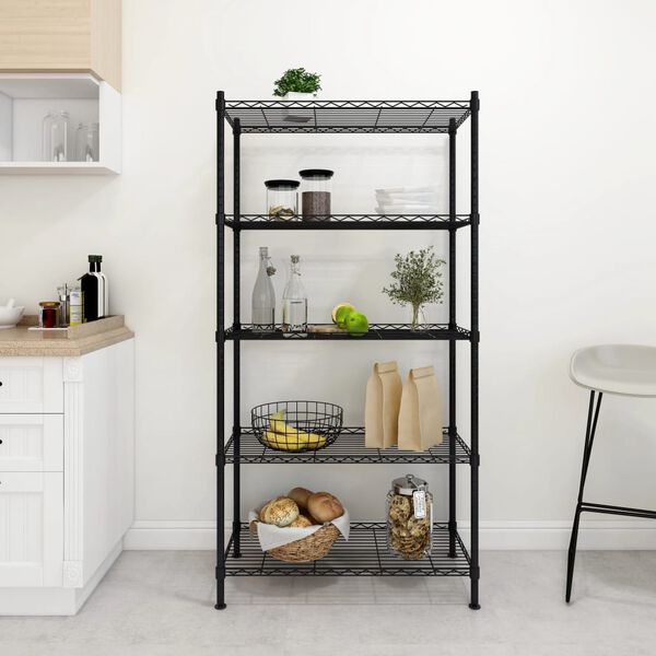 vidaXL 5-Tier Storage Shelf 90x35x180 cm Black 250 kg