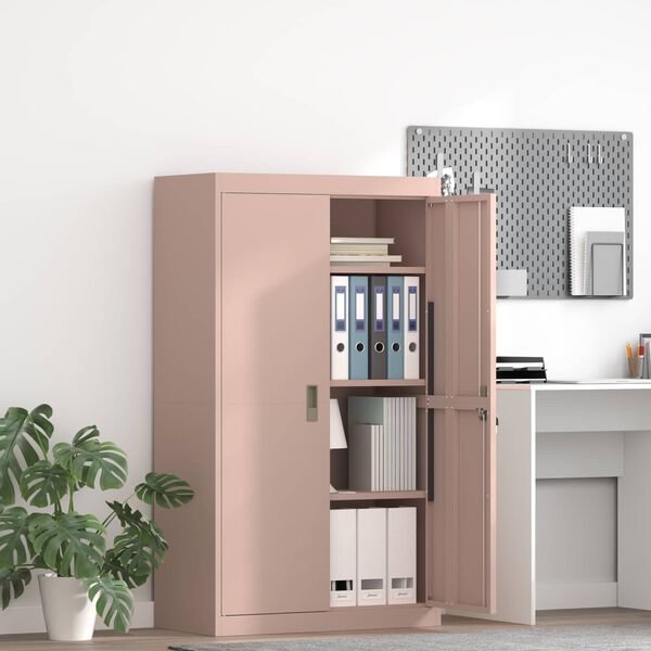 vidaXL Storage Cabinet 2 pcs Pink 80 x 40 x140 cm Steel