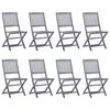 vidaXL 9 Piece Garden Dining Set Solid Acacia Wood Grey