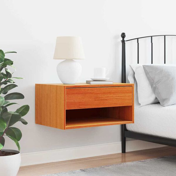 vidaXL Bedside Table Wax Brown 50 x 32.5 x 24 cm Solid pine wood