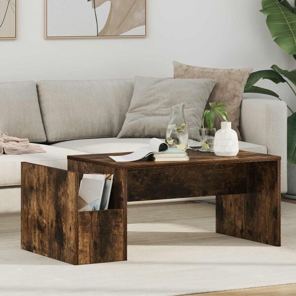 vidaXL Coffee Table Smoked Oak 90 x 45 x 35 cm Engineered Wood