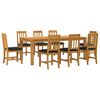 vidaXL Dining Set 9 pcs Black Solid Oak Wood