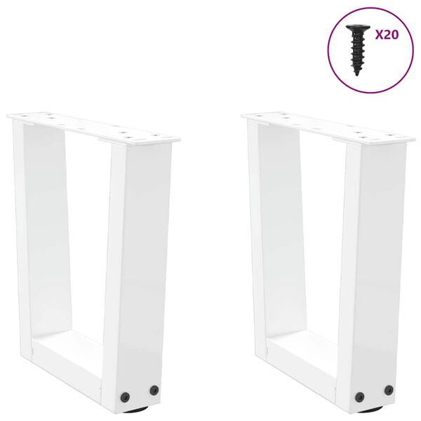 vidaXL Coffee Table Legs V-Shape 2 pcs White 40x(30-31.3) cm Steel