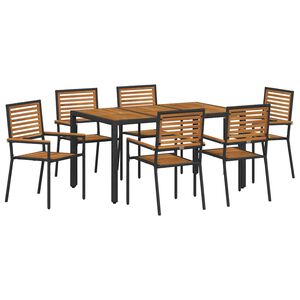 vidaXL Garden Dining Set 7 pcs Black and Brown Poly Rattan