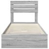 vidaXL Storage Bed with Drawer Grey Sonoma 90 x 200 cm Engineered Wood
