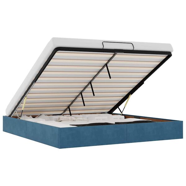vidaXL Ottoman Bed Frame No Mattress Dark Blue 200x200 cm Velvet