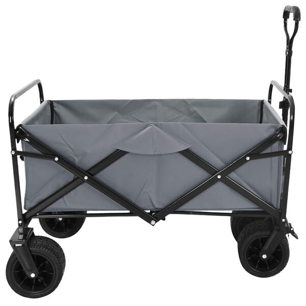 vidaXL Folding Hand Trolley Manual Grey 89 x 63 x 96 cm