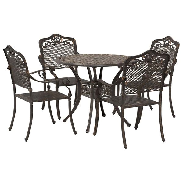 vidaXL Garden Dining Set 5 pcs Bronze Aluminium
