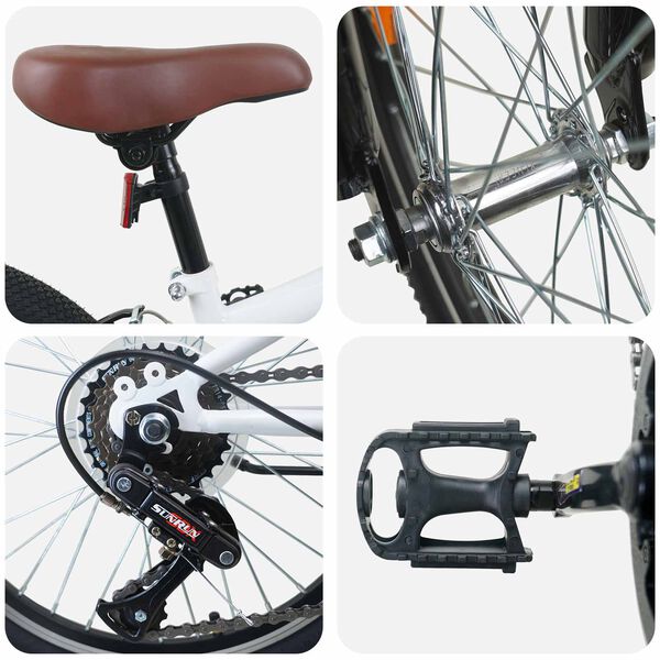 vidaXL Kids Mountain Bike 20'' 6-Speed for 5-8 Years Old White