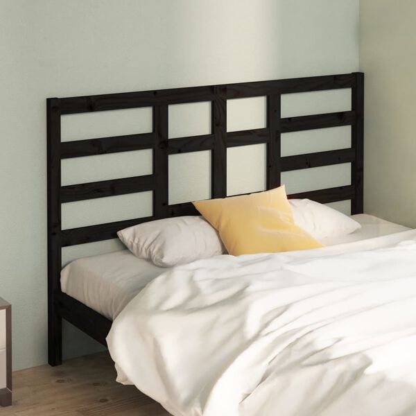 vidaXL Bed Headboard Black 166x4x104 cm Solid Wood Pine