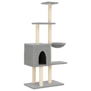 vidaXL Cat Tree with Sisal Scratching Posts Light Grey 145 cm