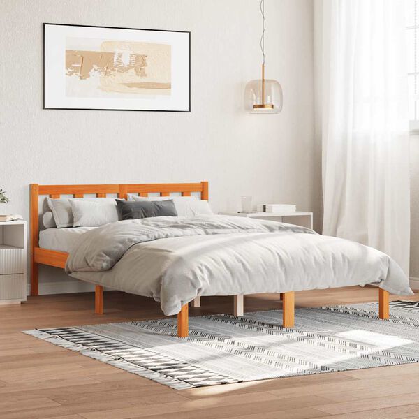 vidaXL Bed Frame without Mattress Wax Brown 120x200 cm Solid Wood Pine