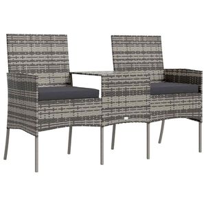 vidaXL 2-Seater Garden Sofa with Tea Table Poly Rattan Anthracite