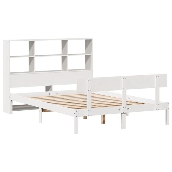 vidaXL Bookcase Bed without Mattress White 140x190 cm Solid Wood Pine