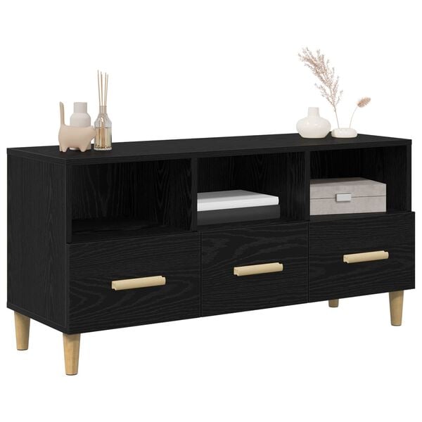 vidaXL TV Cabinet Black Oak 102 x 36 x 50 cm Engineered Wood