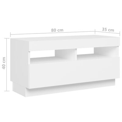 vidaXL TV Cabinet with LED Lights White 260x35x40 cm