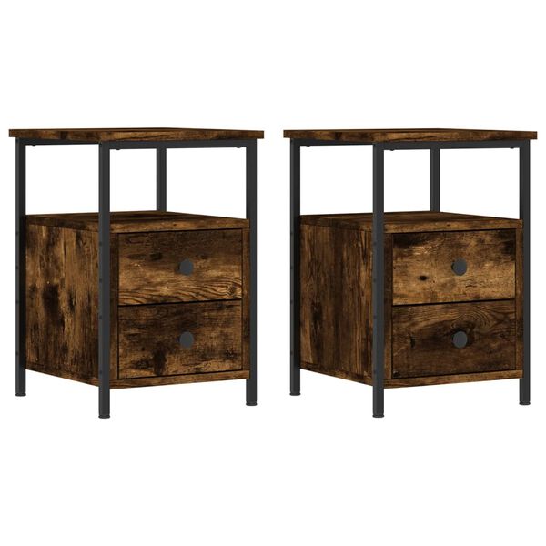 vidaXL Bedside Cabinets 2 pcs Smoked Oak 34x35.5x50 cm Engineered Wood
