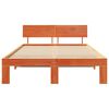 vidaXL Bed Frame with Headboard Wax Brown 135 x 190 cm Solid Pine Wood
