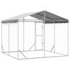vidaXL Outdoor Dog Kennel with Roof Silver 3x3x2.5 m Galvanised Steel