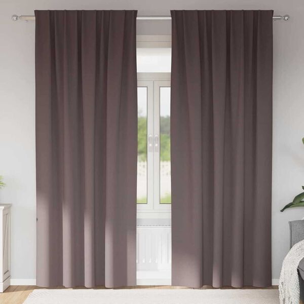 vidaXL Blackout Curtains with Rings 2 pcs Dark Brown 245 x 140 cm