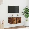vidaXL TV Wall Cabinet with LED Lights Smoked Oak 60x35x31 cm