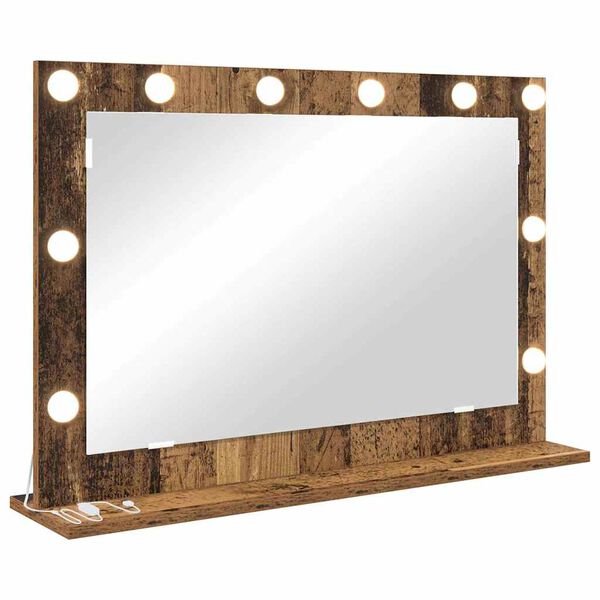 vidaXL Vanity Mirror with LED Strip Lights Old Wood 80 x 55 x 18 cm