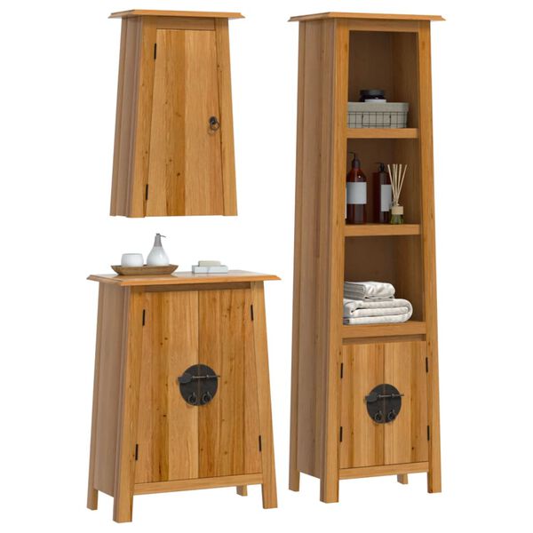 vidaXL 3 Piece Bathroom Furniture Set Solid Wood Pine