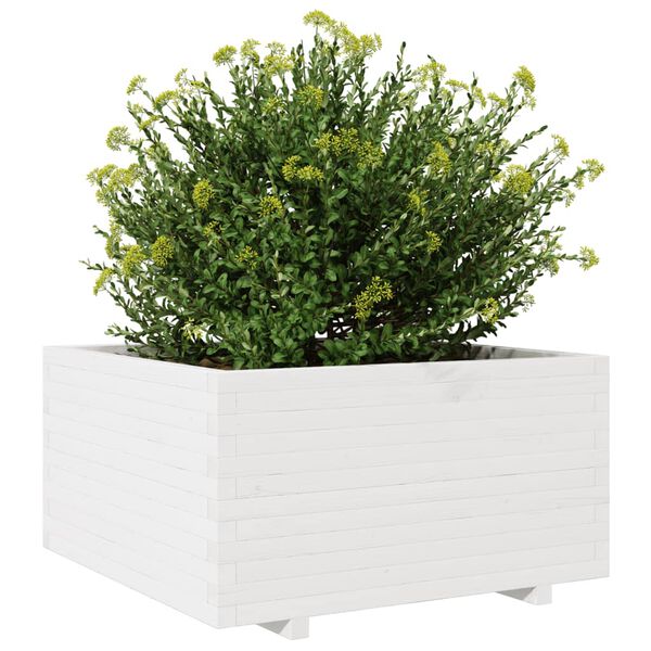 vidaXL Garden Planter White 90x90x49.5 cm Solid Wood Pine