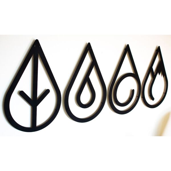 Homemania 4 Piece Wall Decoration Elements 32x50 cm Metal Black