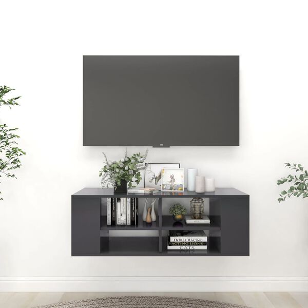 vidaXL Wall-Mounted TV Cabinet Grey 102x35x35 cm Engineered Wood