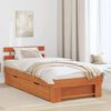 vidaXL Bed Frame with Headboard Wax Brown 90 x 200 cm Solid Pine Wood