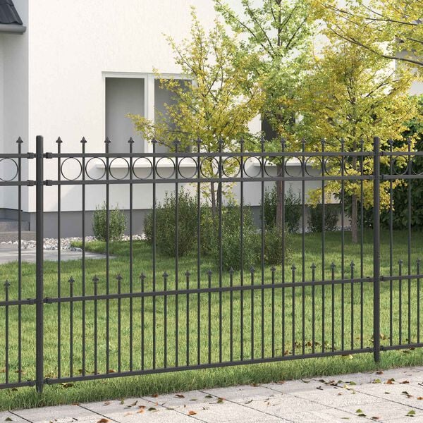 vidaXL Spike Ring Fence Black 200 x 166 cm Powder-Coated Steel