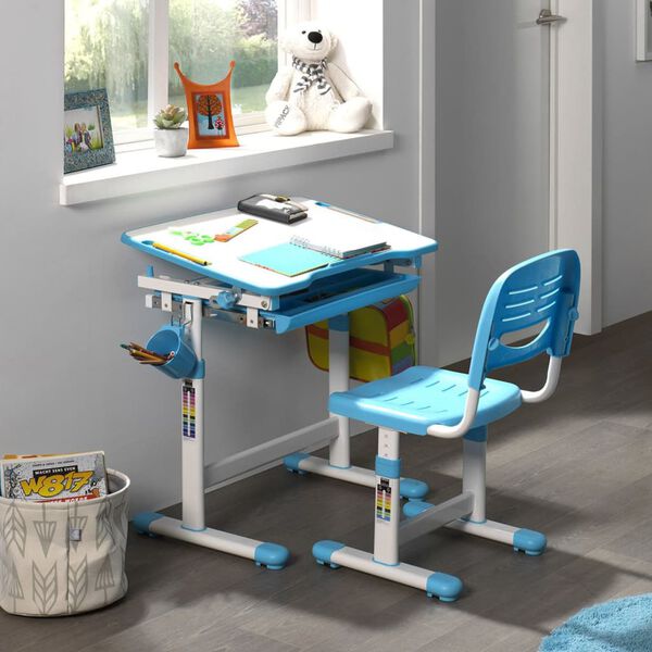 Vipack Adjustable Kids Desk Comfortline 201 with Chair Blue and White