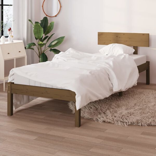 vidaXL Bed Frame without Mattress Honey Brown Solid Wood Pine Single