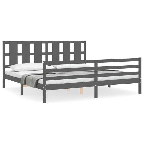 vidaXL Bed Frame without Mattress Grey 200x200 cm Solid Wood