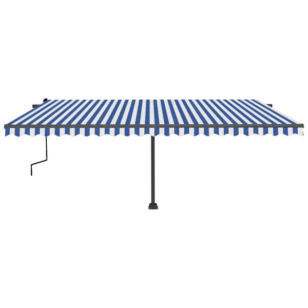 vidaXL Freestanding Manual Retractable Awning 500x350 cm Blue/White