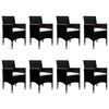 vidaXL 9 Piece Garden Dining Set Poly Rattan and Tempered Glass Black