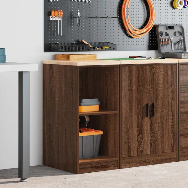 vidaXL Garage Storage Cabinet Brown Oak 40x51x85 cm Solid Wood Pine