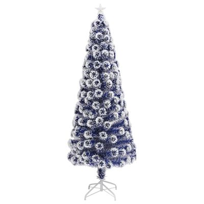 vidaXL Artificial Pre-lit Christmas Tree White&Blue 240 cm Fibre Optic