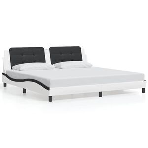 vidaXL Bed Frame without Mattress "Zadar" White and Black 200x200 cm Faux Leather