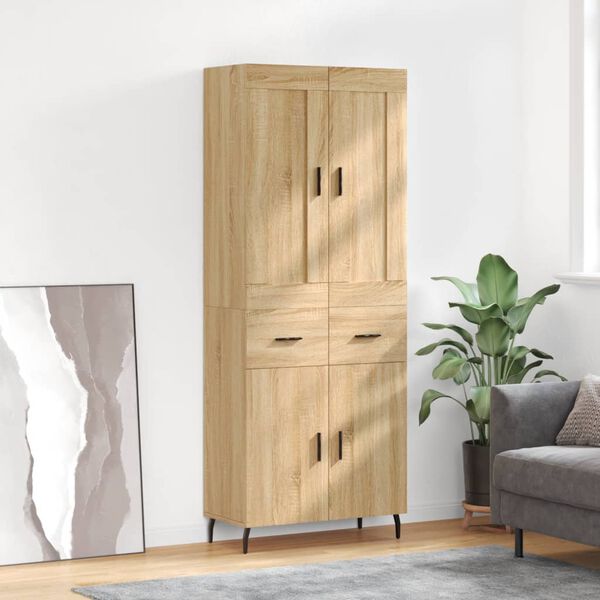 vidaXL Highboard Sonoma Oak 69.5x34x180 cm Engineered Wood