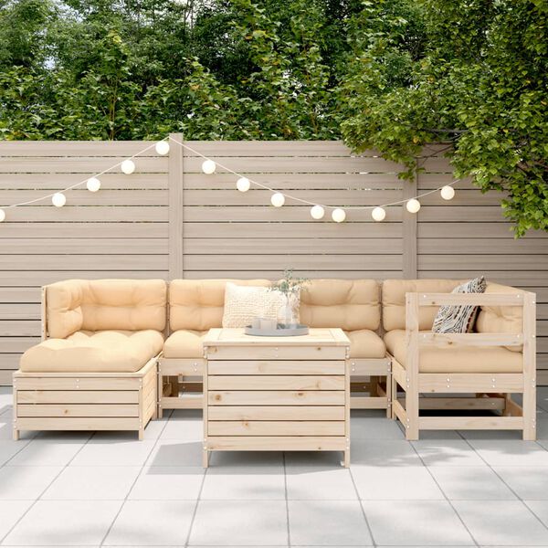 vidaXL 7 Piece Garden Sofa Set Solid Wood Pine