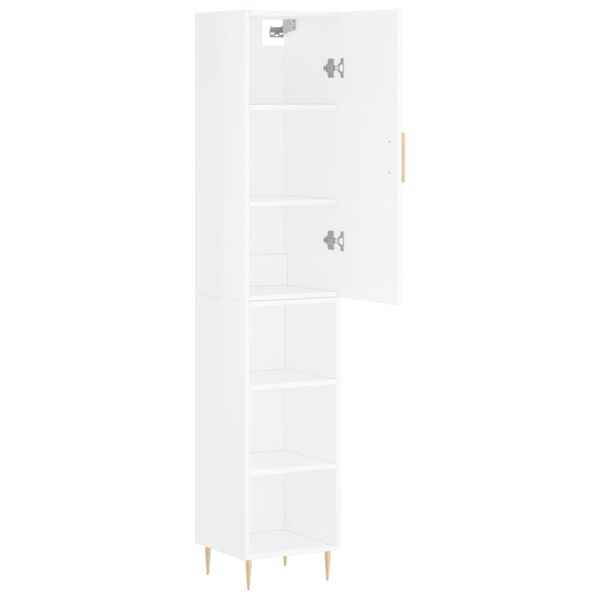 vidaXL Highboard High Gloss White 34.5x34x180 cm Engineered Wood