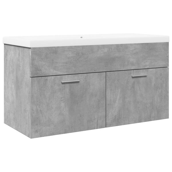 vidaXL Bathroom Sink Cabinet with Built-in Basin Concrete Grey