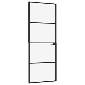 vidaXL Interior Door Black 76x201,5 cm Tempered Glass&Aluminium Slim