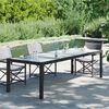 vidaXL Garden Table Black 250x100x75 cm Tempered Glass and Poly Rattan
